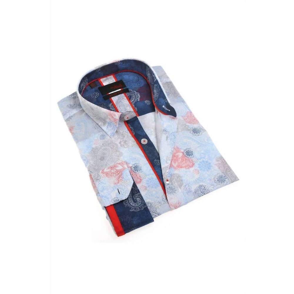 NEW EIGHT X men's multi paisley shirt in white